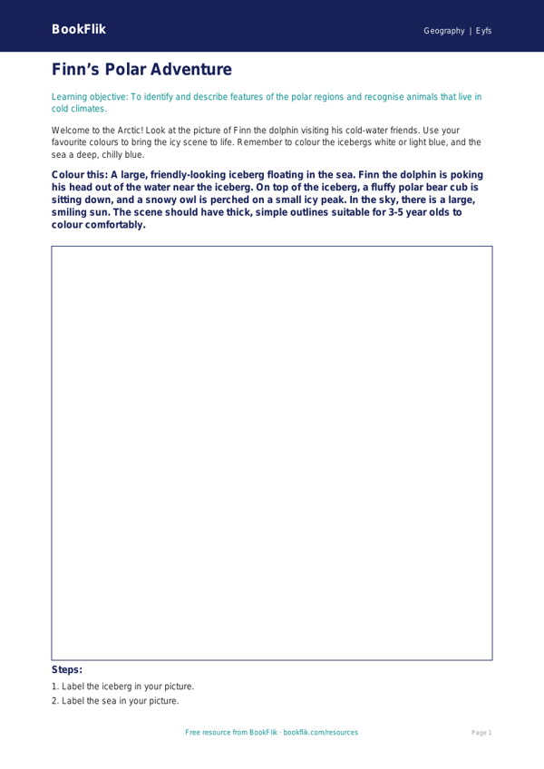 Free Polar Regions Colouring Page | EYFS Core | BookFlik worksheet preview — Geography Polar Regions