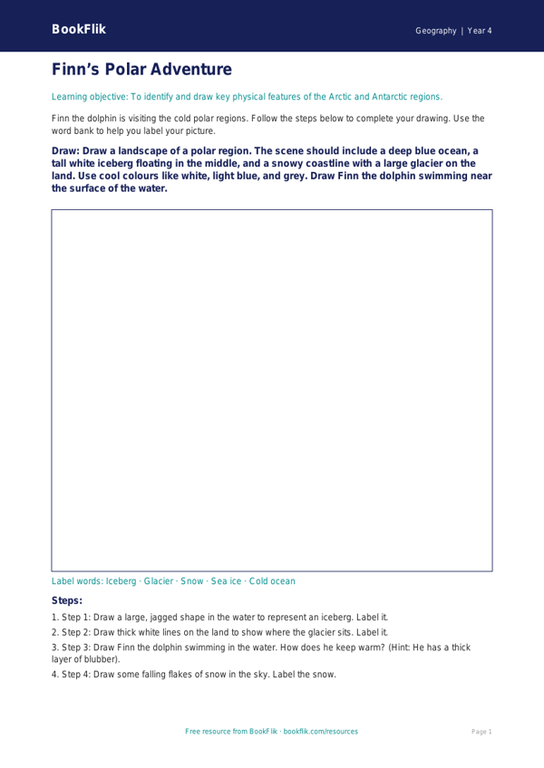 Free Polar Regions Drawing Sheet | Year 4 Supported | BookFlik worksheet preview — Geography Polar Regions