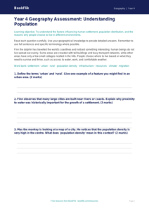 Free Population Assessment | Year 4 Greater Depth | BookFlik