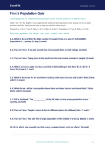 Free Population Quiz | Year 4 Supported | BookFlik