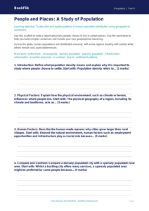 Free Population Writing Frame | Year 4 Greater Depth | BookFlik