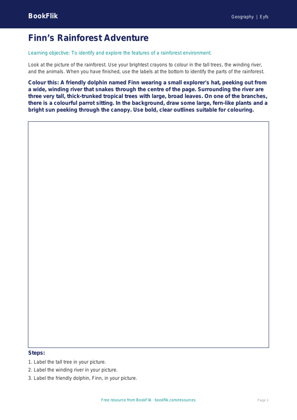 Free Rainforests Colouring Page | EYFS Core | BookFlik worksheet preview — Geography Rainforests