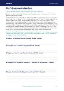 Free Rainforests Comprehension | Year 4 Supported | BookFlik
