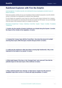 Free Rainforests Worksheet | Year 4 Greater Depth | BookFlik