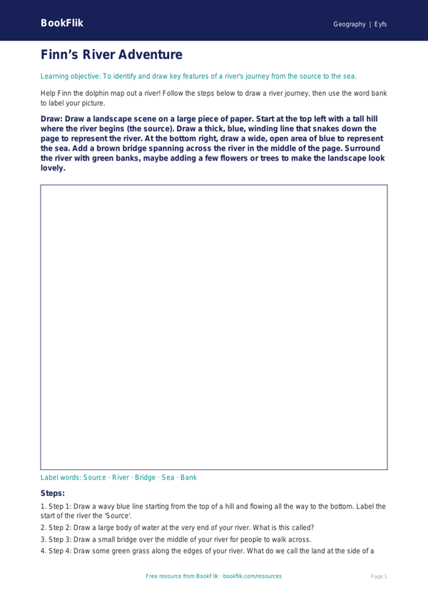 Free Rivers Drawing Sheet | EYFS Core | BookFlik worksheet preview — Geography Rivers