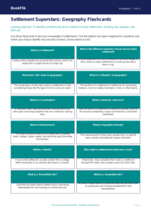 Free Settlements Flashcards | Year 5 Geography | BookFlik