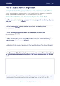 Free South America Activity Sheet | Year 5 Core | BookFlik