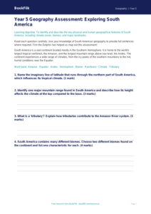 Free South America Assessment | Year 5 Core | BookFlik
