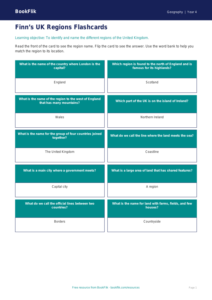 Free UK Regions Flashcards | Year 4 Geography | BookFlik