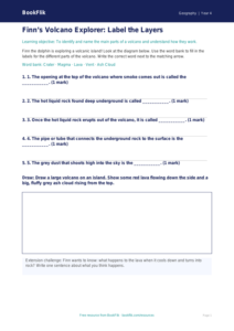 Free Volcanoes Activity Sheet | Year 4 Supported | BookFlik