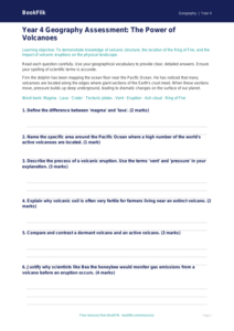Free Volcanoes Assessment | Year 4 Greater Depth | BookFlik