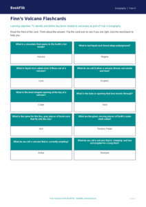 Free Volcanoes Flashcards | Year 4 Geography | BookFlik