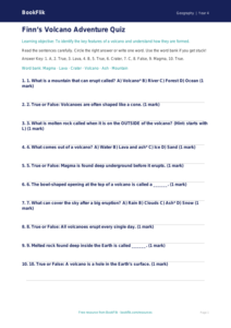 Free Volcanoes Quiz | Year 4 Supported | BookFlik