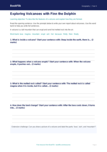Free Volcanoes Writing Frame | Year 4 Supported | BookFlik
