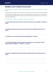 Free Weather And Climate Assessment | Year 4 Supported | BookFlik