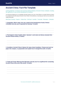 Free Ancient China Template | Year 5 Core | BookFlik