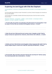 Free Ancient Egypt Writing Frame | Year 5 Core | BookFlik