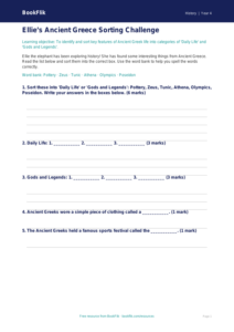 Free Ancient Greece Activity Sheet | Year 4 Supported | BookFlik