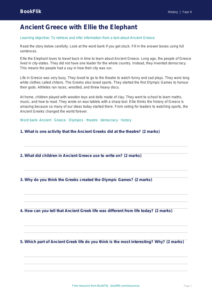 Free Ancient Greece Comprehension | Year 4 Supported | BookFlik