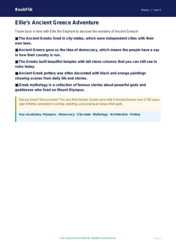 Free Ancient Greece Poster | Year 4 Supported | BookFlik worksheet preview — History Ancient Greece