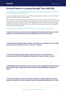 Free Ancient Greece Worksheet | Year 4 Greater Depth | BookFlik