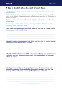 Free Ancient Greece Writing Frame | Year 4 Greater Depth | BookFlik