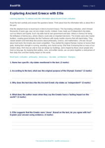 Free Ancient Greece Comprehension | Year 5 Core | BookFlik