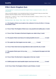 Free Benin Kingdom Quiz | Year 4 Supported | BookFlik