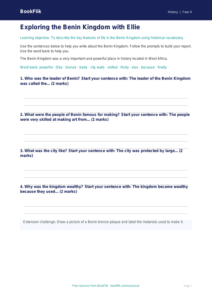 Free Benin Kingdom Writing Frame | Year 4 Supported | BookFlik