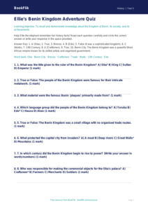 Free Benin Kingdom Quiz | Year 5 Core | BookFlik