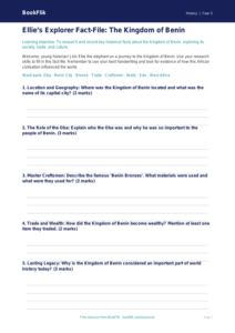 Free Benin Kingdom Worksheet | Year 5 History | BookFlik
