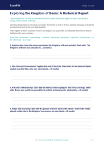 Free Benin Kingdom Writing Frame | Year 5 Core | BookFlik