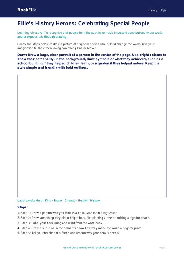 Free Black History Drawing Sheet | EYFS Core | BookFlik worksheet preview — History Black History