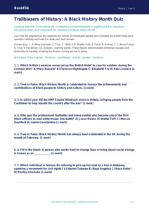 Free Black History Month Quiz | Year 4 Greater Depth | BookFlik