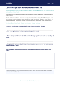 Free Black History Month Worksheet | Year 4 Supported | BookFlik