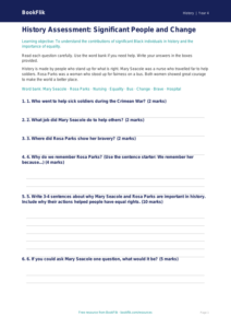Free Black History Assessment | Year 4 Supported | BookFlik