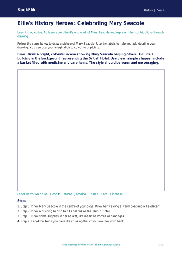 Free Black History Drawing Sheet | Year 4 Supported | BookFlik worksheet preview — History Black History