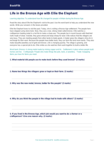 Free Bronze Age Comprehension | Year 4 Supported | BookFlik