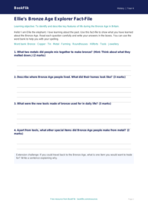 Free Bronze Age Worksheet | Year 4 History Activity | BookFlik