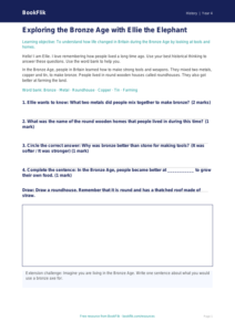 Free Bronze Age Worksheet | Year 4 Supported | BookFlik