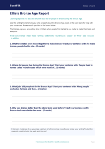 Free Bronze Age Writing Frame | Year 4 Supported | BookFlik