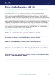 Free Bronze Age Comprehension | Year 5 Core | BookFlik