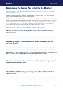 Free Bronze Age Worksheet | Year 5 Core | BookFlik