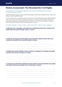Free Civil Rights Assessment | Year 4 Greater Depth | BookFlik