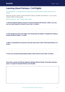 Free Civil Rights Worksheet | Year 4 Supported | BookFlik
