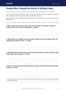 Free Civil Rights Writing Frame | Year 4 Supported | BookFlik