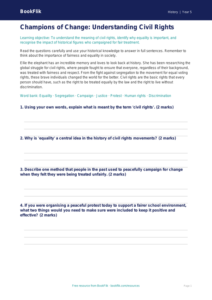 Free Civil Rights Worksheet | Year 5 Core | BookFlik