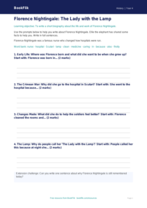 Free Florence Nightingale Writing Frame | Year 4 Supported | BookFlik