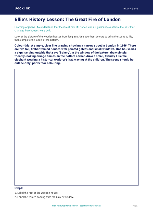 Free Great Fire Of London Colouring Page | Eyfs Core | BookFlik worksheet preview — History Great Fire Of London