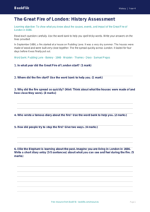 Free Great Fire Of London Assessment | Year 4 Supported | BookFlik